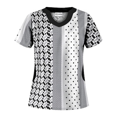 UA Retro Rhapsody White Print Scrub Top