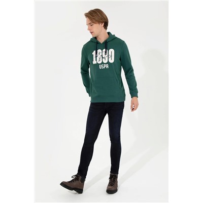 Erkek Yeşil Kapüşonlu Sweatshirt