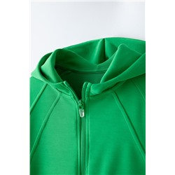 CROPPED HOODED JACKET WITH CONTRAST TRIM