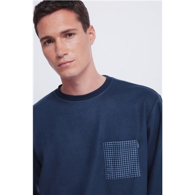 Set pijama largo tejido cálido azul