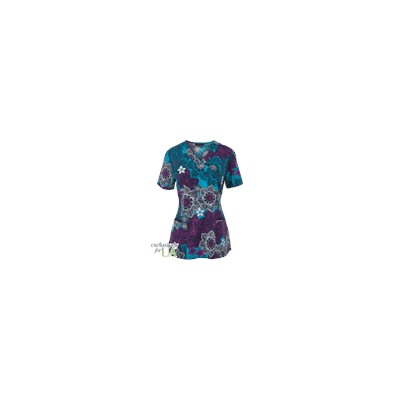 Zoe + Chloe Scrubs Tropical Paradise Print Top