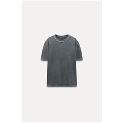 FADED-EFFECT T-SHIRT WITH RHINESTONES
