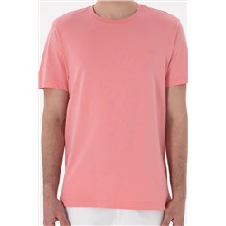 Erkek Regular Fit Bisiklet Yaka Pembe Basic Tişört