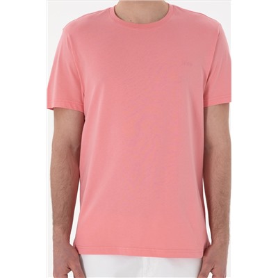 Erkek Regular Fit Bisiklet Yaka Pembe Basic Tişört