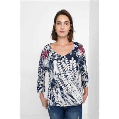 Camiseta jacquard floral