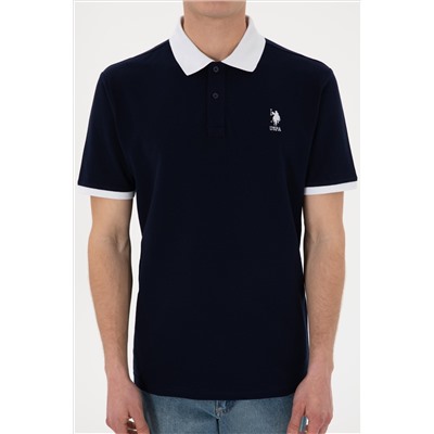 Erkek Regular Fit Polo Yaka Lacivert Basic Tişört