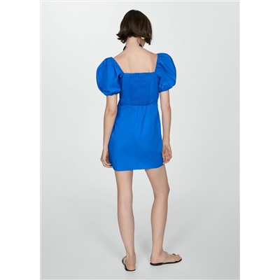 Vestido estampado manga abullonada