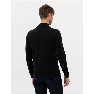 Siyah Slim Fit Yarım Balıkçı Basic Triko Kazak