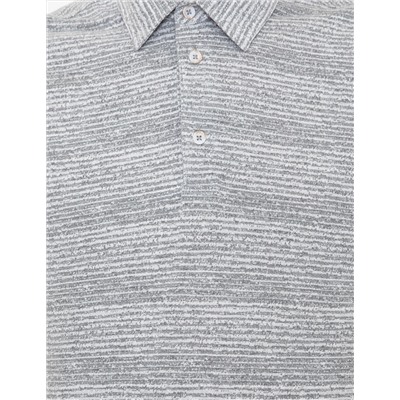 Gri Melanj Slim Fit Baskılı Polo Yaka Tişört