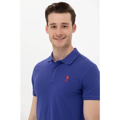 Erkek Mavi Basic Polo Yaka Tişört