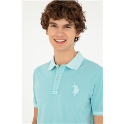 Erkek Slim Fit Polo Yaka Mint Basic Tişört