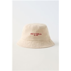 EMBROIDERED SLOGAN BUCKET HAT
