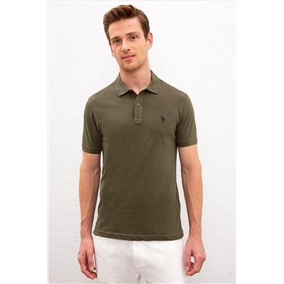 Erkek Koyu Haki Basic Polo Yaka Tişört