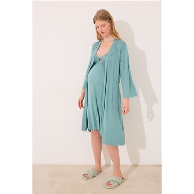 Bata larga "maternity" verde agua