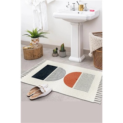 Else Halı Desenli Yıkanabilir Modern Tekli Banyo Paspası Halı Vintage Dokuma Kilim 50x80cm elsekaratezgahbny