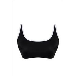 Siyah Kontrast Biye Detaylı Bralette Büyük Beden Bikini Üstü TBBSS24CT00008