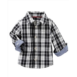 Plaid Button-Front Shirt
