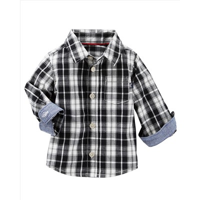 Plaid Button-Front Shirt