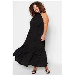 Trendyol Curve Siyah Halter Yaka Dokuma Elbise TBBSS23AH00207