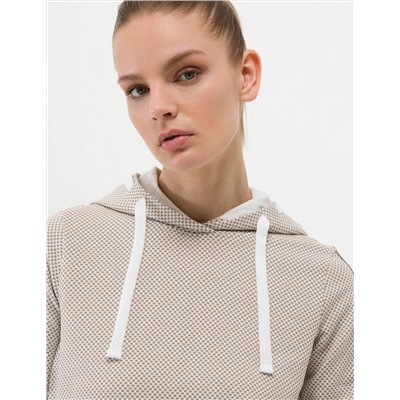 Krem Kapüşonlu Sweatshirt