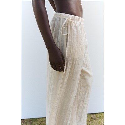 LINEN BLEND PALAZZO TROUSERS