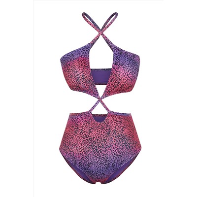 TRENDYOLMİLLA Hayvan Desenli Derin V Yaka Cut Out/Pencereli Normal Paça Mayokini TBESS22MA0212