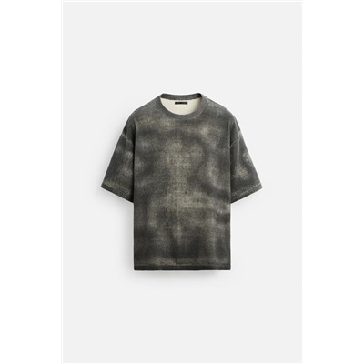WASHED PRINT KNIT T-SHIRT