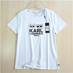 Повседневная футболка с мультяшным рисунком и круглым вырезом  KARL LAGERFEL*D ОРИГИНАЛ!