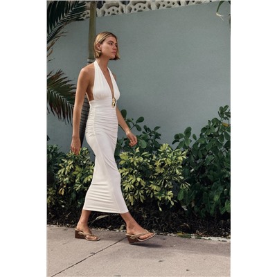 DRAPED HALTER DRESS