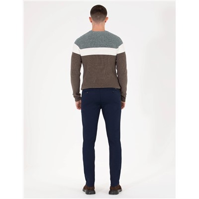 Lacivert Slim Fit Kanvas Pantolon