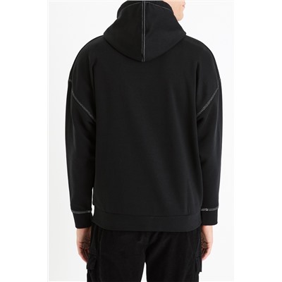 Sudadera oversize con capucha - Negro