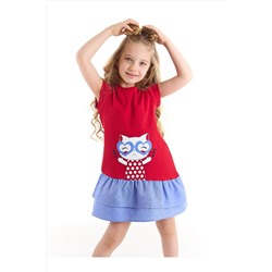 Denokids Kedi Fırfırlı Kırmızı Kız Çocuk Elbise CFF-22Y2-005