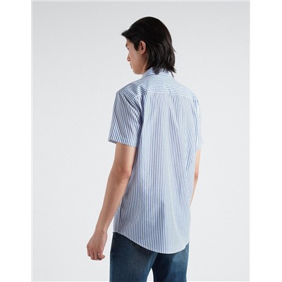 Short Sleeve Striped Shirt, Men, White