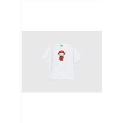 United Colors of BenettonErkek Çocuk Mix Be Family Karakter Baskılı T-shirt Beyaz