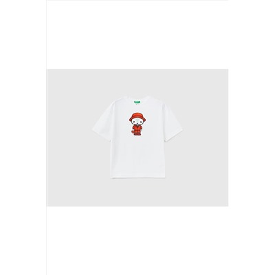 United Colors of BenettonErkek Çocuk Mix Be Family Karakter Baskılı T-shirt Beyaz