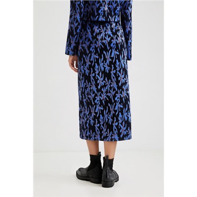 Falda de punto midi estampada