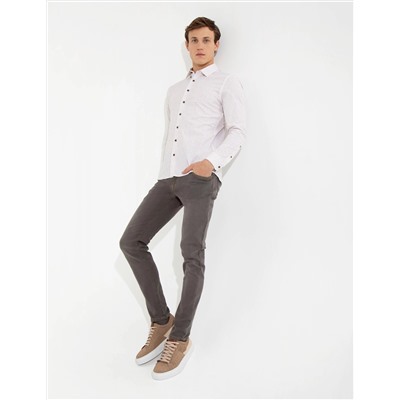 Kahverengi Ex. Slim Fit Uzun Kollu Gömlek