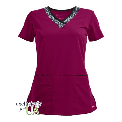 Grey's Anatomy Scrubs Active Modern Fit Print Trim Top