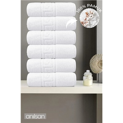 Anılsan, 6'lı Greek El Havlusu - 50x90 Cm, 225 Gr, %100 Pamuk, Spa Ve Otel Havlusu, Günlük Kullanıma Uygun