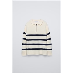 STRIPED SWEATER WITH ZIP