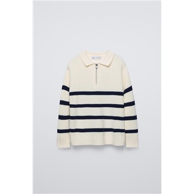 STRIPED SWEATER WITH ZIP