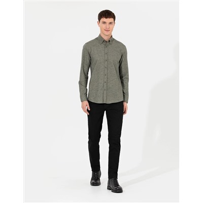 Yeşil Slim Fit Uzun Kollu Gömlek