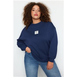 Trendyol Curve Lacivert Büyük Beden Sweatshirt TBBAW24AO00027