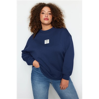 Trendyol Curve Lacivert Büyük Beden Sweatshirt TBBAW24AO00027
