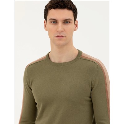 Haki Slim Fit Kazak