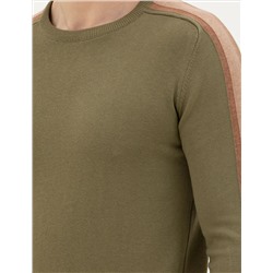 Haki Slim Fit Bisiklet Yaka Triko Kazak