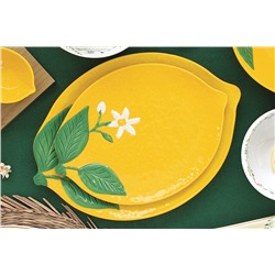 Блюдо, 25х18,5 см, фарфор P, овальное, желтое, Лимон, Fleurs et Citrons, 63046