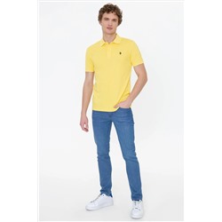 Erkek Açık Sarı Basic Polo Yaka Tişört