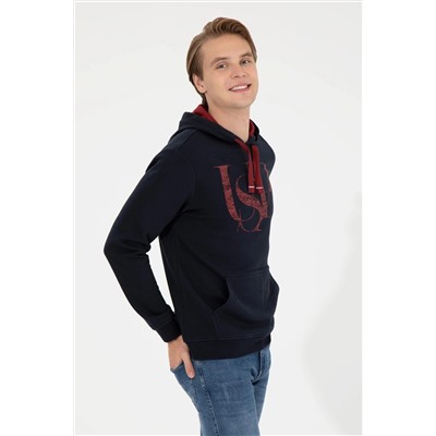 Erkek Lacivert Kapüşonlu Sweatshirt