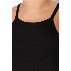 Siyah Halter Yaka Basic Örme Atlet TBBSS23CV00000